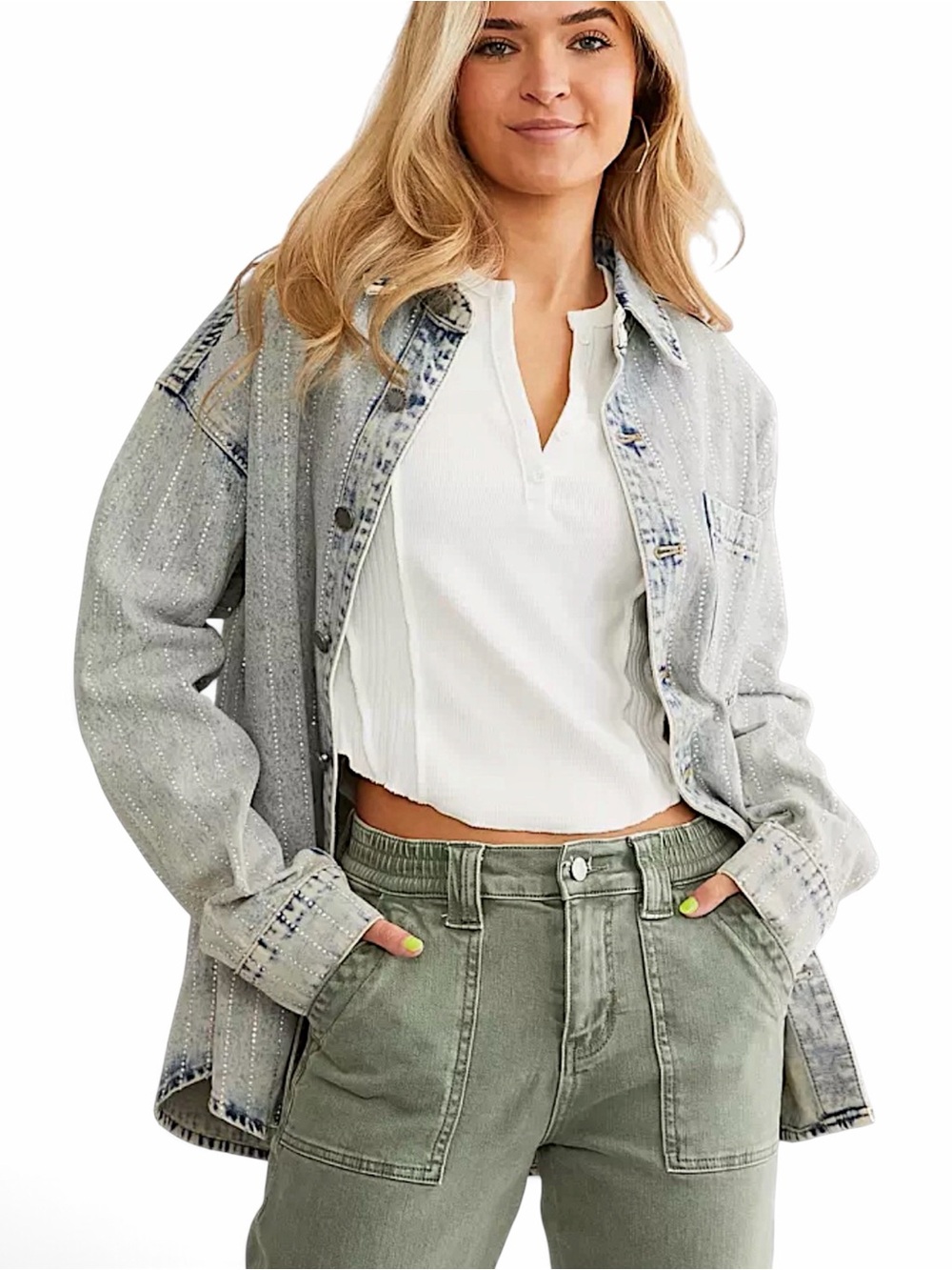 Veveret Bling Denim Shacket